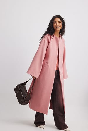 Pink Abrigo kimono oversize de mezcla de lana