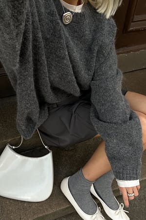 Dark Grey Oversized-Pullover aus Wollmischung