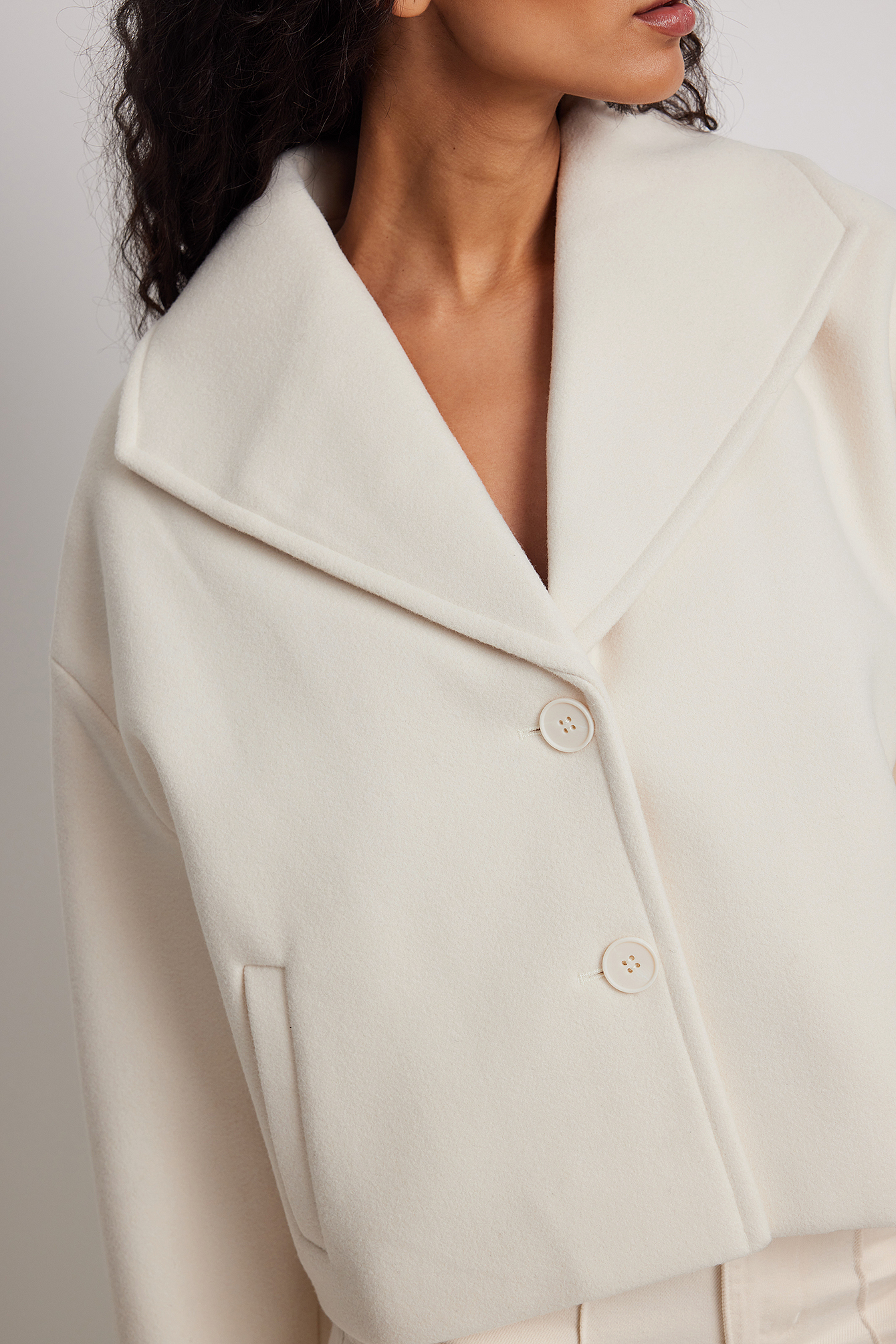 Wool Blend Short Coat Offwhite | NA-KD