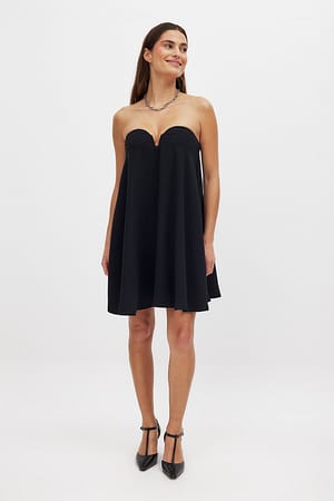 Black Geweven mini-jurk met hartvorm
