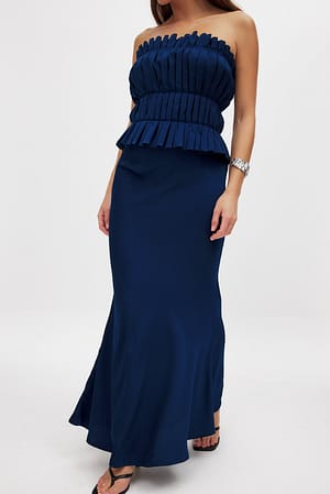 Dark Navy Maxi gonna in tessuto con vita media